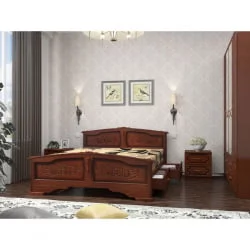 Кровать Елена 200х160 с выкатными ящиками Орех