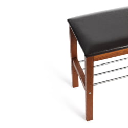 Банкетка BERYL дерево / экокожа, 67*31*49 см, темный орех/коричневый