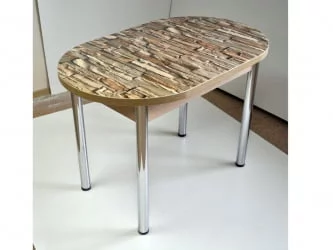 Стол обеденный Раздвижной ЕВРО фп Св. кирпичики С003 ЛДСП дуб выбеленный