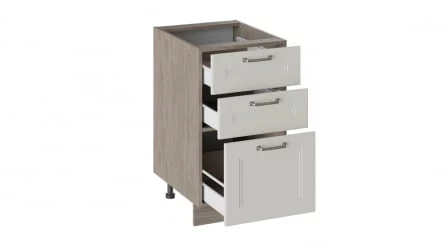 Шкаф напольный с 3-мя ящиками Одри Н3Я_72-45_3Я Дуб Сонома трюфель/Бежевый шелк