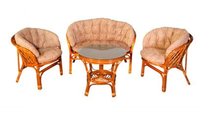 Комплект Багама с диваном, подушки светлые полные Бахама11 коньяк / Bahama11