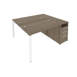 Рабочая станция с опорной тумбой Метал Сйстем Б.РС-СТП-2.2 Вяз/Белый / Metal System