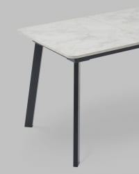 Стол Бату нев 120-160/80/76, столешница ЛМДФ, ароза светлая, подстолье металл черный / Batu new