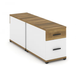 Тумба двухсторонняя опорная приставная с ящиком и распашным фасадом CОНCЕПТ CН.ДТГО-004 Б/В Сандал Янтарный Белый бриллиант Черный / CONCEPT CN.DTGO-004 B/W