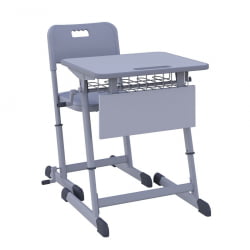 Парта одноместная НОМАД В 600х500 с ручной регулировкой высоты (рост 4-6) Желтый/Серый / NOMAD V