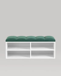 Обувница Хольст 2 белая велюр Зеленый