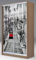 Шкаф-купе с фотопечатью Хит-24-12-77 Лондон Ясень шимо темный