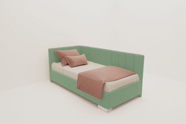 Детская кровать 190 90 ТЕРРА БЕЗ ОСНОВАНИЯ (BERHOUSE) Материал фасада: Металл/Велюр; Спальное место: 900х1900; Цвет: Мятный