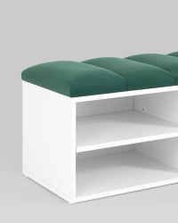 Обувница Хольст 2 белая велюр Зеленый