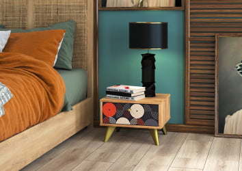 Тумба прикроватная Фьюжн ТМ-004 дуб крафт золотой/VINIL