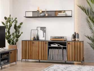 Гостиная Элиот №4 Оникс Серый/Орех фактурный