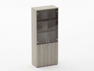 Шкаф высокий со стеклом Glassy 6.19.151 Дуб сантана светлый