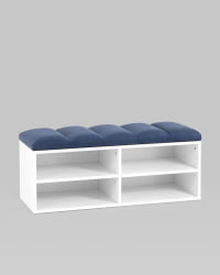 Обувница Хольст 2 белая велюр Синий