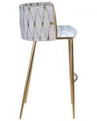 Стул барный ДОБРИН ЕММА ГОЛД (белый ПУ (Т-01), белая ткань (Ф-49)) 4 шт / DOBRIN EMMA GOLD PU (T-01), (F-49))