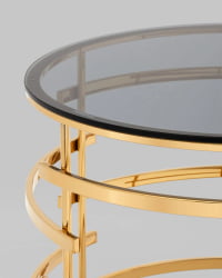 Круглый стол из стекла Инфлюэнс 60*60 стекло smoke сталь Золото