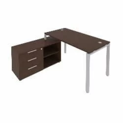 Рабочая станция на П-образном м/к с опорной тумбой левая Метал Сйстем Б.РС-СТС-2.3 Л Венге/Серый / Metal System