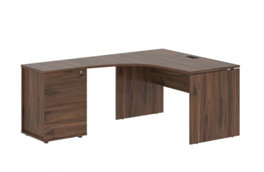 Стол эргономичный с тумбой левый EDIS EDCET 1318 L Дуб Денвер темный Черный