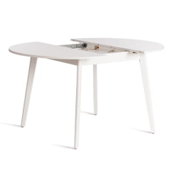 Раздвижной овальный стол SVELTO ЛДСП, опора-массив березы, 105 х 105 (140) х 74.5 см, Белый /белый