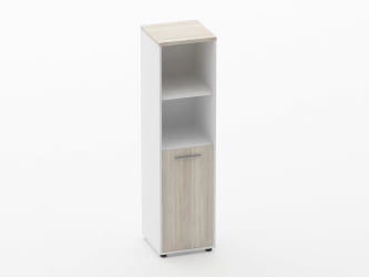 Шкаф 3 узкий 2 полки открытые, 2 полки закрытые Deka 10.16.11Л Дуб Сантана светлый/Белый