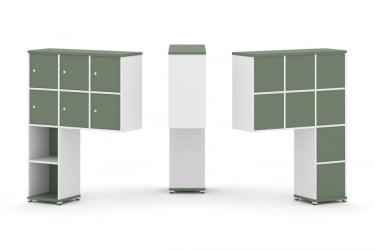 Надставка на стол высокая односторонняя + задняя стенка (8 шт.) + распашной фасад (6 шт.) CONCEPT CN.ONV-008 Кобо Белый бриллиант Белый металл