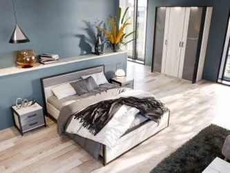 Комплект мебели для спальни Техно №3 Дуб Крафт белый Серый шифер