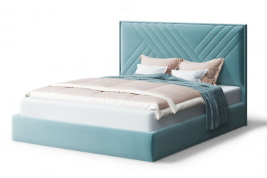 Кровать МИРА 2000*1200мм (без опор), велюр NEO 22 (бирюзовый), (б/основания, б/матраса)