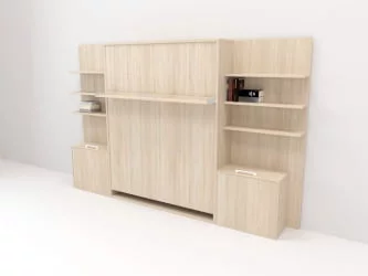 Кровать-трансформер Смарт 1 откидная с полками К 1400 Дуб молочный