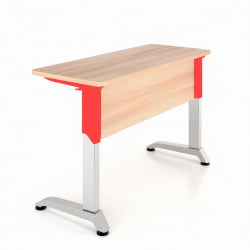 Парта двухместная Де Гласси Н (рост 3-5)  ЛДСП Дуб молочный/ Металл Серый+Красный
