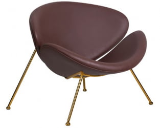 Кресло дизайнерское ДОБРИН ЕМИЛЙ (коричневый винил ЙП5, золотое основание) 2 шт / DOBRIN EMILY YP5,