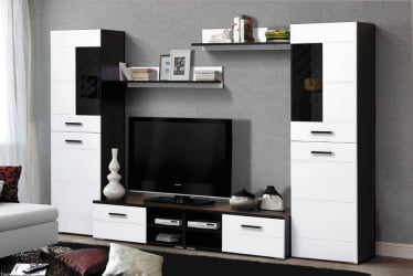 Набор мебели для гостиной Грация 1.6 МДФ глянец Венге/Дуб выбеленный