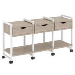 Тумба на колесных опорах наборная. Вариант №4 LOFT VR.L-TN-4.K Металл белый Дуб Аттик