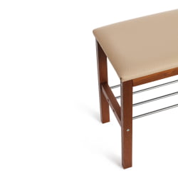 Банкетка BERYL дерево / экокожа, 67*31*49 см, темный орех/бежевый