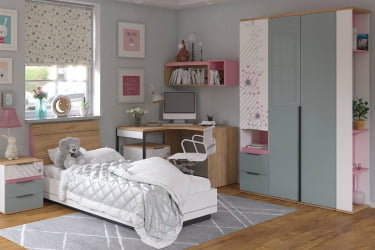 Кровать 900 Урбан ЛД 528.010.000 Дуб золотой/Чёрный/Белый/Розовый