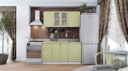 Кухонный гарнитур Хозяюшка 1,5 м Белый/Фисташка