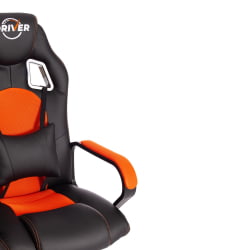 Кресло DRIVER (22) кож/зам/ткань, черный/оранжевый, 36-6/TW-07