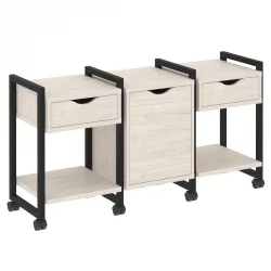 Тумба на колесных опорах наборная. Вариант №6 LOFT VR.L-TN-6.K Металл черный Денвер светлый