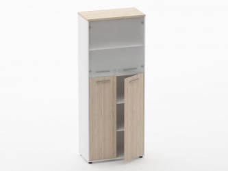 Шкаф 4 широкий верх стеклянные двери, низ закрытый Дека 10.19.191 Туя/Белый / Deka