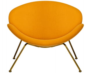Кресло дизайнерское DOBRIN EMILY (желтая ткань AF13, золотое основание)