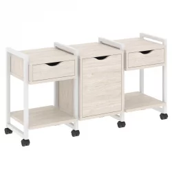 Тумба на колесных опорах наборная. Вариант №6 LOFT VR.L-TN-6.K Металл белый Денвер светлый