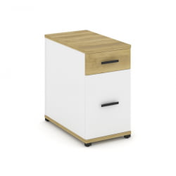 Тумба опорная/приставная с ящиком и распашным фасадом CОНCЕПТ CН.ТГО-005 Б/В Дуб Винченцо Белый бриллиант Черный / CONCEPT CN.TGO-005 B/W