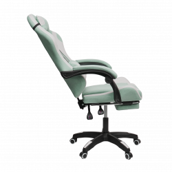 Геймерское кресло 1208, замша, цвет сине-белый с массажем, арт 1208-Blue-White