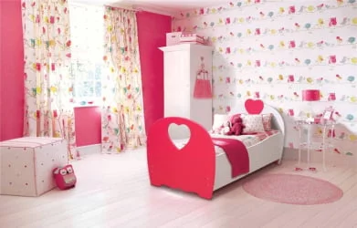 Кровать детская Сердце 700*1400 Белый/Малина