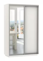 Белый шкаф-купе с зеркалом Экспресс Хит Медиум Белый снег
