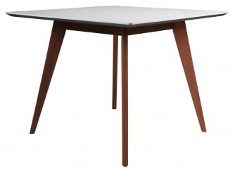 Стол Лунд 860*860 мрамор Бьянко Темный орех