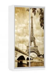 Шкаф-купе со стеклом Экспресс Хит Париж/Белый снег