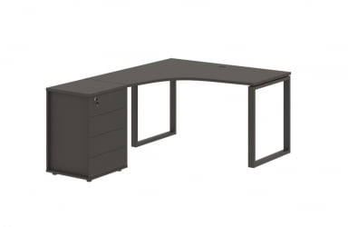 Стол эргономичный с тумбой левый EDIS EQCET 1318 L Мокко