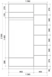 Шкаф-купе Хит-23-14-77 Орхидея Белая шагрень