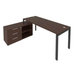 Рабочая станция на П-образном м/к с опорной тумбой левая Метал Сйстем БП.РС-СТС-2.5 Л Венге/Антрацит / Metal System