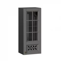 Шкаф кухонный 400 высокий со стеклом Амели-3 ЛД 299.420.000.042 Черный Оникс серый