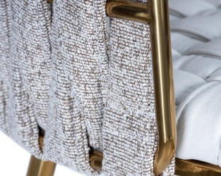 Стул барный ДОБРИН ЕММА ГОЛД (белый ПУ (Т-01), белая ткань (Ф-49)) 4 шт / DOBRIN EMMA GOLD PU (T-01), (F-49))